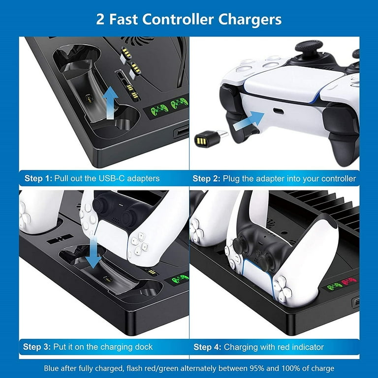 PS5 Stand with Cooling Fan and Headphone Stand