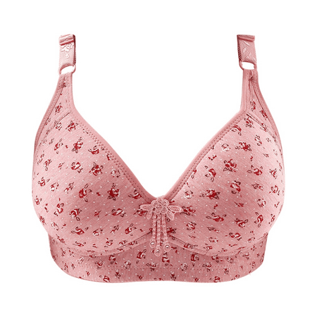 Fulorrnie Bras for Women Plus Size No Underwire Comfort Stylish Decorative Details Stretchable Balconette Supportive Bra Pink 40