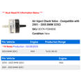 thumbnail image 2 of Air Inject Check Valve - Compatible with 2001 - 2005 BMW 325Ci 2002 2003 2004, 2 of 2