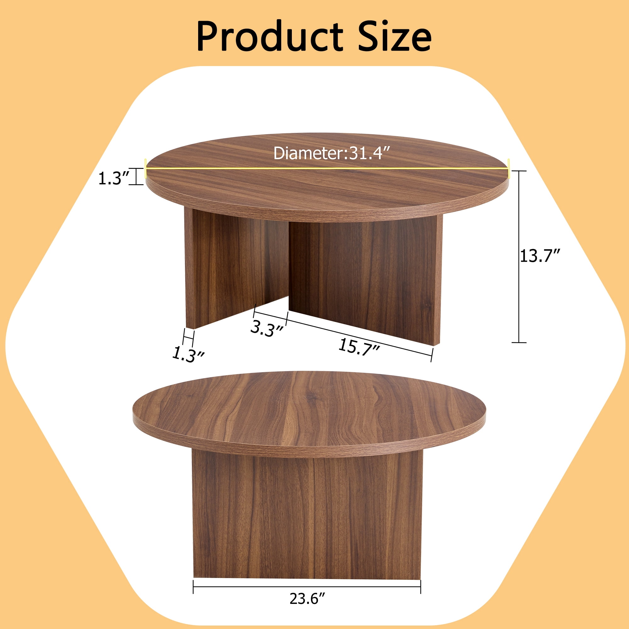MDF Black Round Coffee Table for Various Interior Styles, Exhibiting Modern Minimalism and Nordic Charm, with Product Dimensions of 31.5*31.5*13.98 Inches