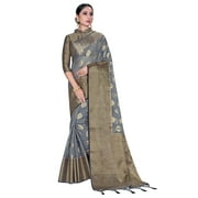 Sarees For Women Indian Bollywood Organza Silk Saree Woven Sari & Unstitched Blouse