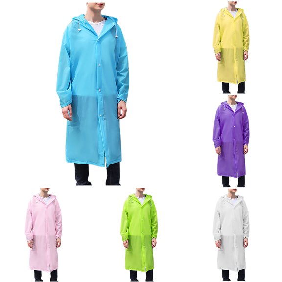 Sentmoon Womens Rain Jacket with Hood Long Sleeve Rain Coat Women Solid Color All-Weather Button up Rain Ponchos for Adults for Outdoor Activities White XL