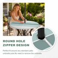 thumbnail image 4 of Round Outdoor Tablecloth with Umbrella Hole and Zipper, Teal Aqua Stripes Tablecloth with Elastic Waterproof, Modern Ombre Abstract Aesthetics Patio Table Covers for 36" - 44" Picnic Pool Tables, 4 of 9