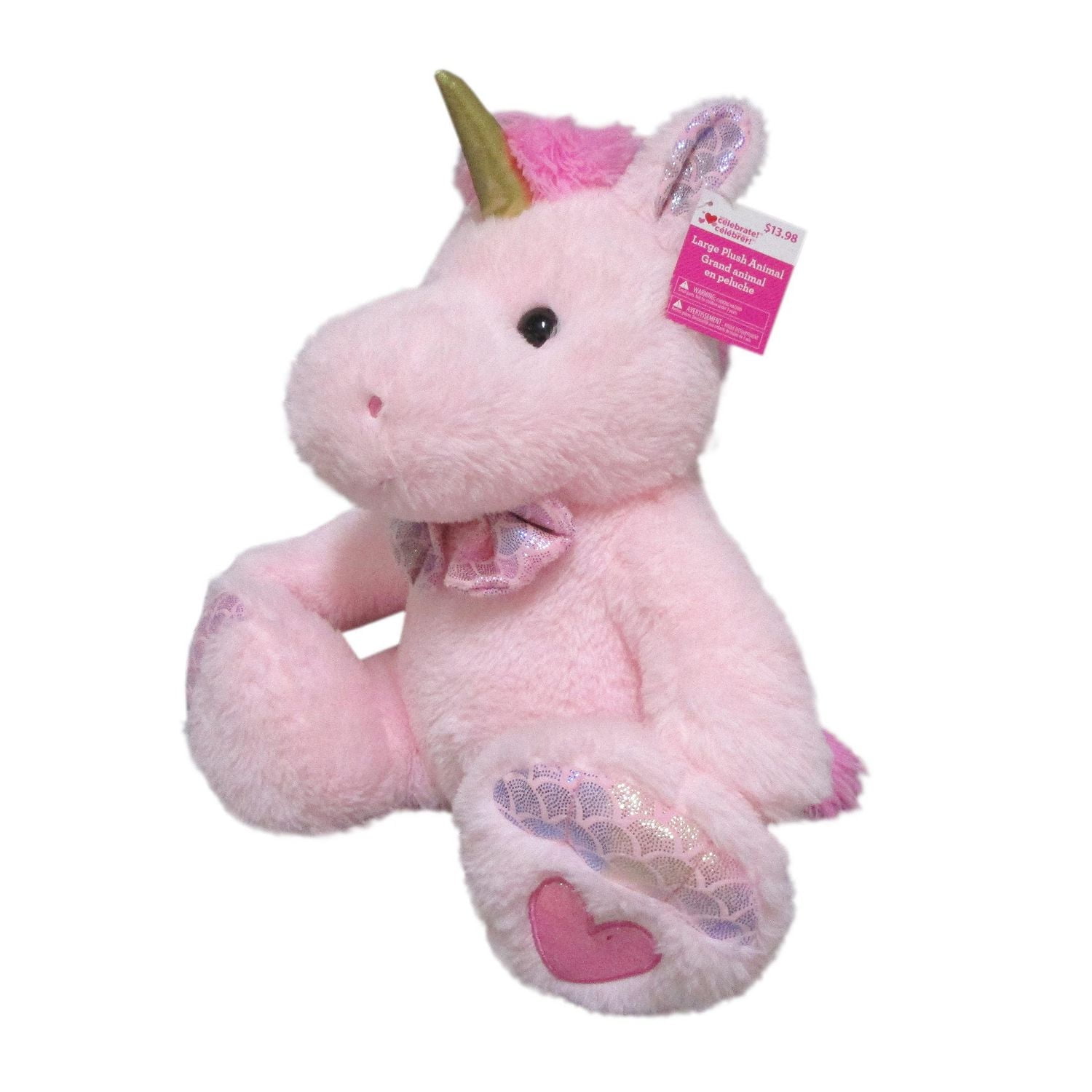 WAY TO CELEBRATE LARGE BIG FEET UNICORN ANIMAL PLUSH 14INCH