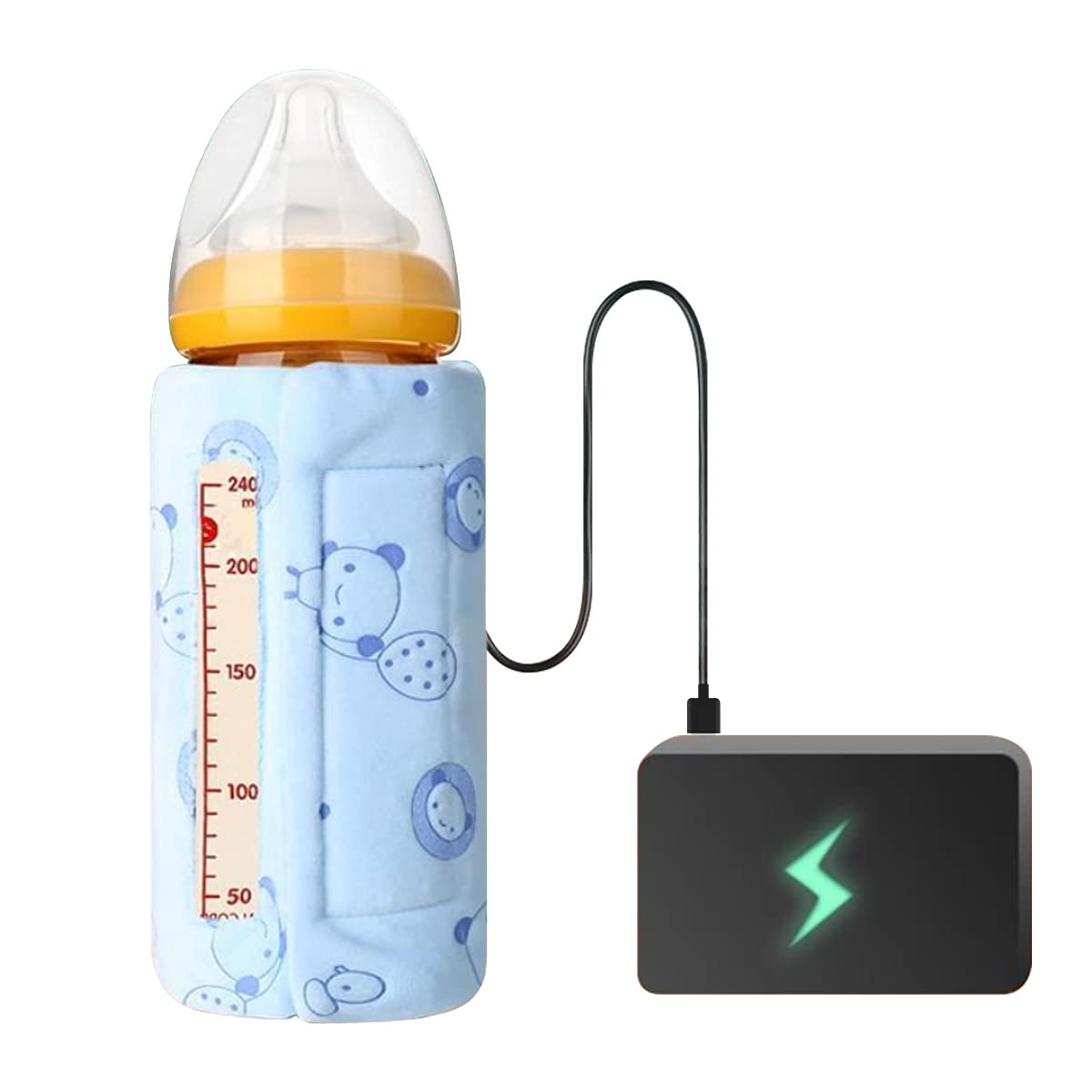 Blue USA Fashions Newborn USB Charging Milk Bottle Cosy Warmer Zipper Bag Outdoor Home Gift for New Mother 