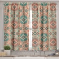 thumbnail image 2 of Ambesonne Mexican Valance & Curtain, Vintage Geometric Motif, 55"x30", Sea Green Dark Coral, 2 of 6
