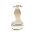 thumbnail image 6 of BLISSFUL STEP Glittering Ankle Strap Block Heel Open Toe Sandals for Women White 8, 6 of 8