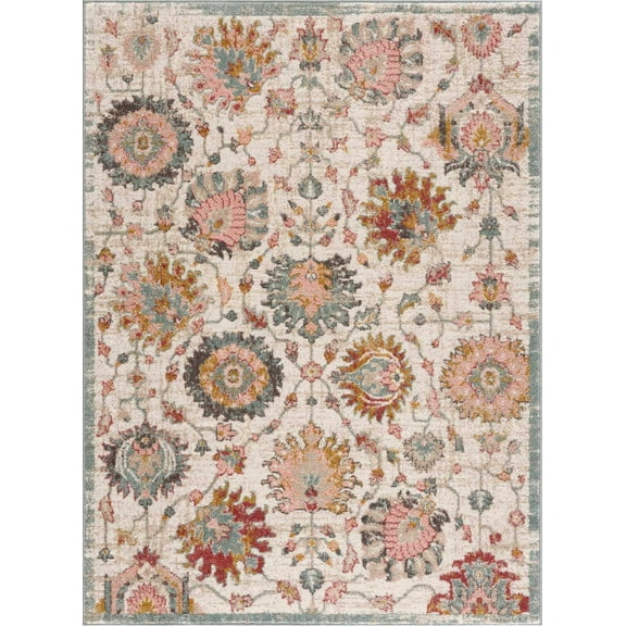 BoutiqueRugs Twilight Traditional Area Rug - Dusty Pink, Sky Blue, Light Gray - 2' x 3'