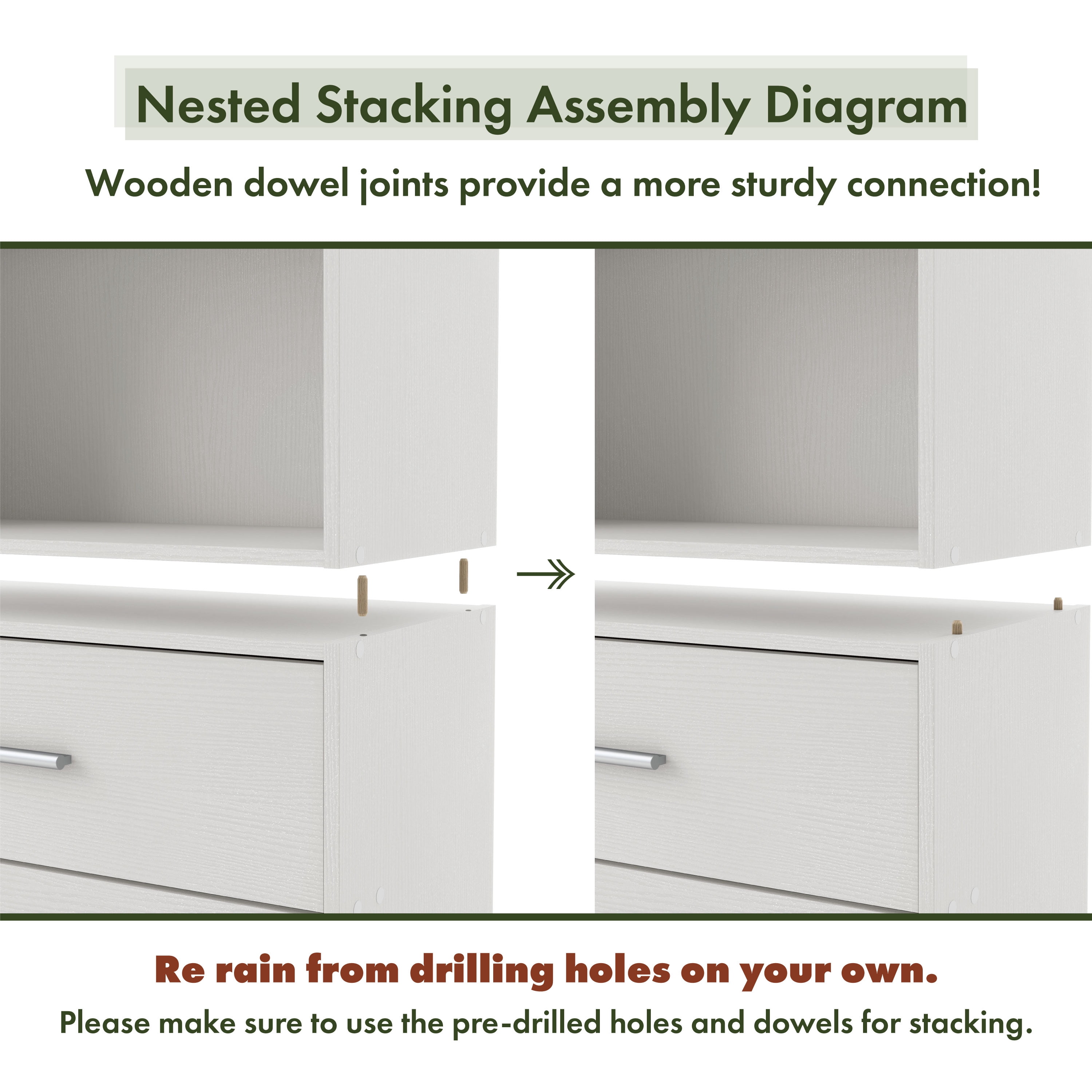 Join Stackable 2-Cube Wood White Bookcase