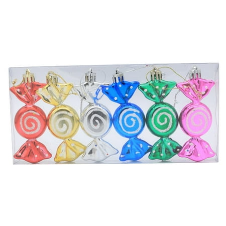 

Fjofpr Electroplating Flat Candy Painted Candy Props Christmas Tree Pendant Flat Lollipop 6 Pcs/box Christmas Decoration Supplies