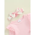 thumbnail image 5 of Musuos Baby Girl Sweet Style Skirt Set, 3M 6M 12M 18M Long Sleeve Ribbed Romper Bow Print Suspender Skirt Tie Headband Fall Outfit, 5 of 8