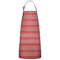 Red Christmas Folk Pattern Apron-Garden Aprons for Women with Pockets-Cotton Linen Waterproof Kitchen Cooking Gardening Aprons Adjustable for Kitchen,Cooking,BBQ and Salon 33"x27"