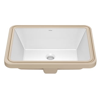 Kraus KCV-122 White Rectangular Ceramic Bathroom Sink – Above Counter Vessel Sink With Glossy Finish & Standard Drain