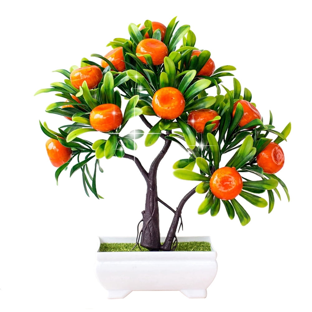 Manunclaims Artificial Orange Tree Bonsai Faux Small Potted Plant with