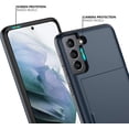 thumbnail image 4 of for Samsung S21 Case with Card Holder 5G 6.2 inch Dual Layer Heavy Duty Protective Galaxy S21 Case Hidden Card Slot Slim Wallet Case for Samsung S21(Blue), 4 of 14