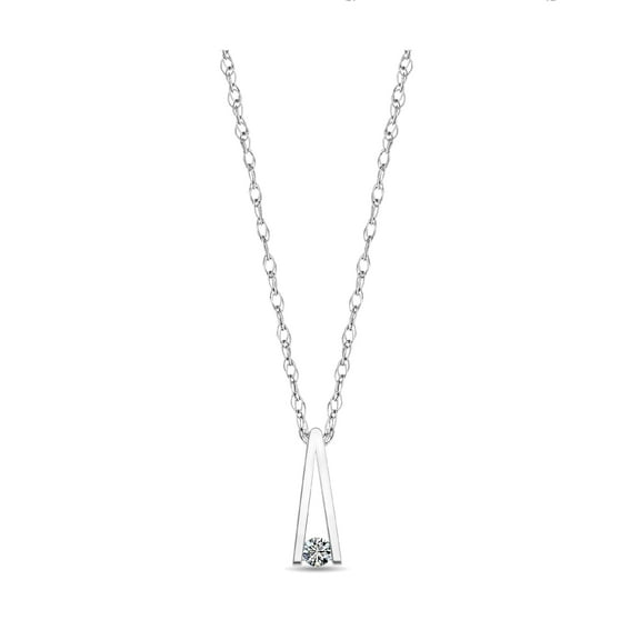 Diamaison 1/10 Cttw Natural White Diamond Solitaire Pendant for Adult in 10Kw Gold