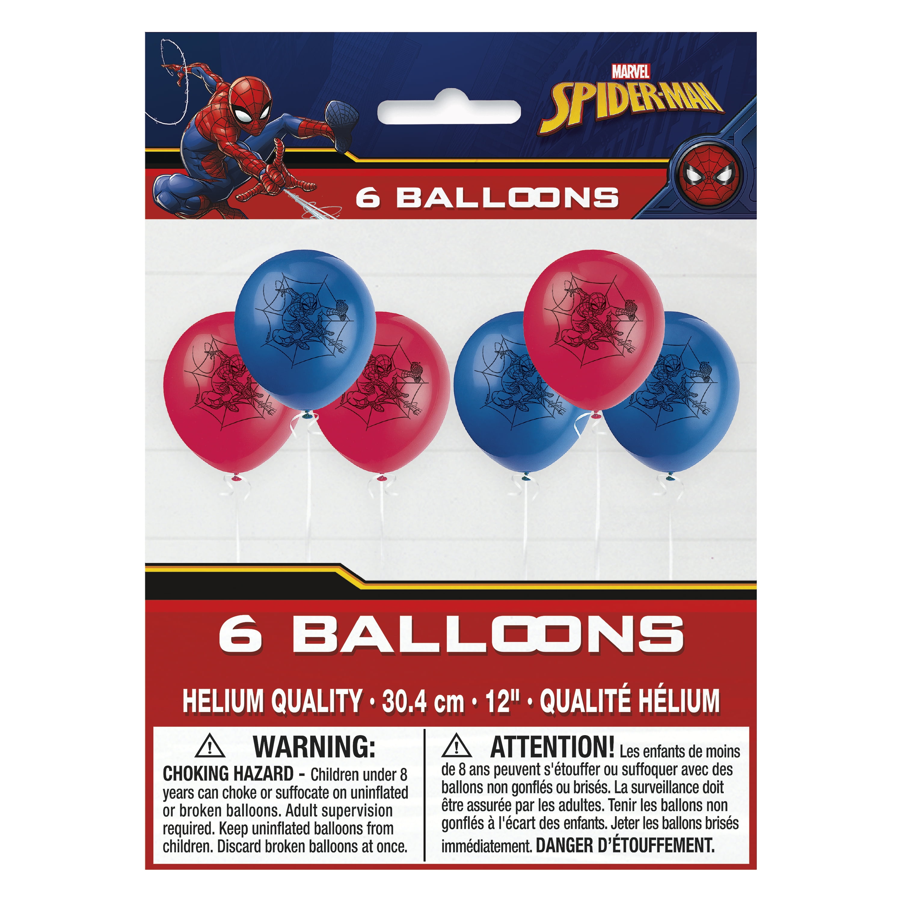 Spiderman Latex Balloons, 12in, 6ct