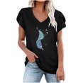 thumbnail image 1 of Blusa informal con estampado de manga corta y cuello en V de verano para mujer con estilo OAVQHLG3B Store  lin121212, 1 of 4