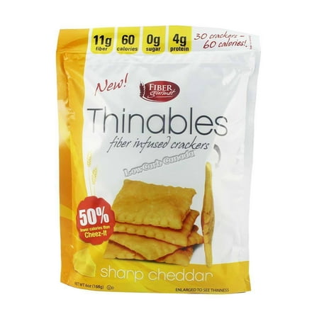 Thinables, Sharp Cheddar, Low Carb Crackers, High Fiber Crackers, 6