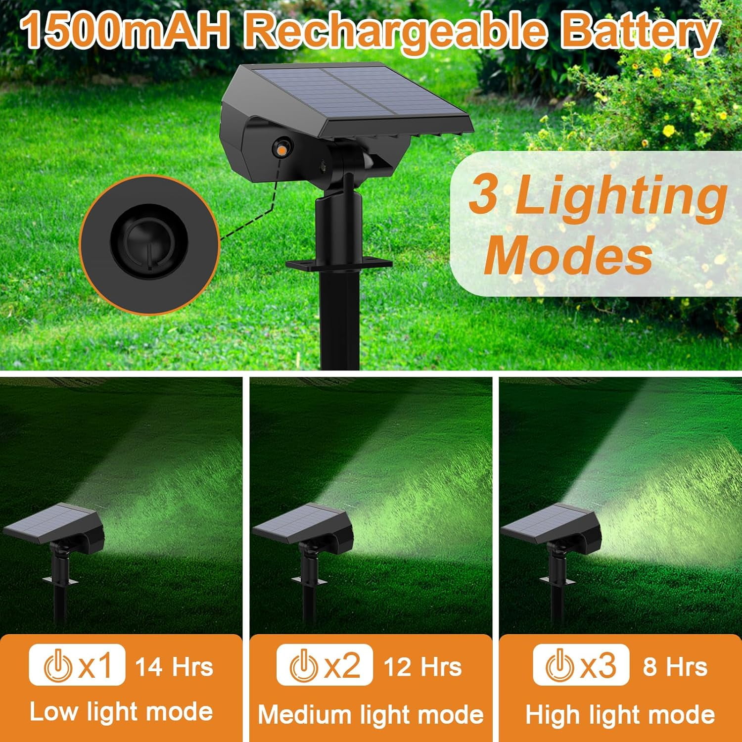 Solar Spot Lights Outdoor, [6 Pack/65 LED/3 Modes] Landscape Spotlights, Powered Christmas Halloween Lights, IP68 Waterproof Wall for Walkway Yard Garden Driveway(Cool White)