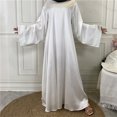 thumbnail image 1 of Maxi Vestido De Mujer Musulmana Vestido maxi árabe para mujer Dubai Turquía Musulmane Satén Hijab Vestido Bata (Blanco L) Cgtredaw Para estrenar, 1 of 1