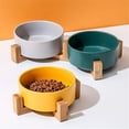 thumbnail image 4 of Double Ceramic Cat Dog Bowl With Wood Stand, 4 of 4