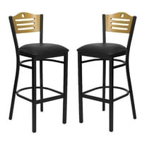 Home Square Hercules Series 32" Slat Back Metal Bar Stool in Black - Set of 2