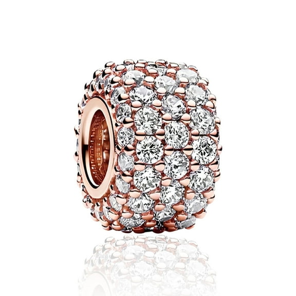 ROSIANNA 925 Sterling Silver Charm for Bracelets Triple-row Rose Gold-plated charm Women Bracelet Charm