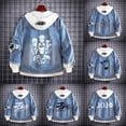 thumbnail image 2 of JoJo's Bizarre Adventure Chaquetas vaqueras Anime Fifures Hole Coat Sudaderas Para Hombres Jean Cosplay disfraces regalos de navidad, 2 of 5