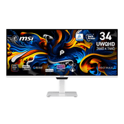 MSI PRO MAX 341QPXW14G 34" UWQHD (3440 x 1440) Flat QD-OLED EyesErgo Monitor, White, 144Hz, 21:9, OD-OLED, 0.03ms, 1300 nits (HDR), Uniform Luminance, Built-in Two Speakers