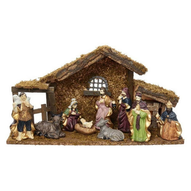 Kurt S. Adler 1.57 4.3 in. Nativity Set with Figures and Stable