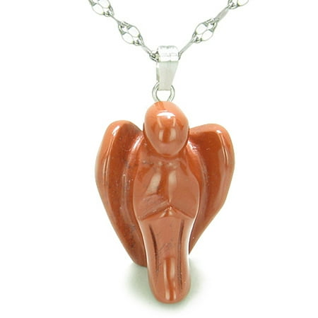 powers amulet jasper praying believe pendant angel magic necklace inch