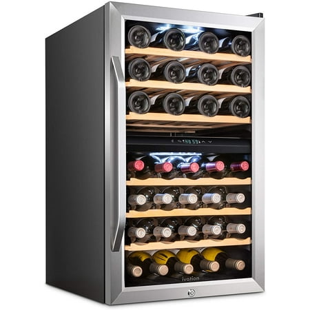Ivation  43 Bottle  Dual Zone Compressor  One Door Refrigerator W/ Lock  Silver