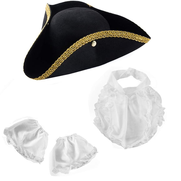 Funny Party Hats Chapeau de Pirate - Style Colonial Tricorne - Chapeau de Pirate de Luxe Révolutionnaire pour Femme & Homme