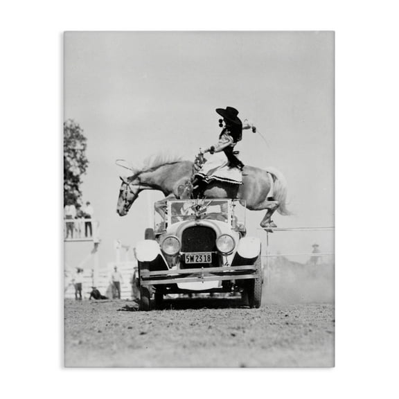 Stupell Industries Rodeo Girl Jumping Horse Animals Photography Wrapped Canvas Art Print Wall Art, 16 x 20