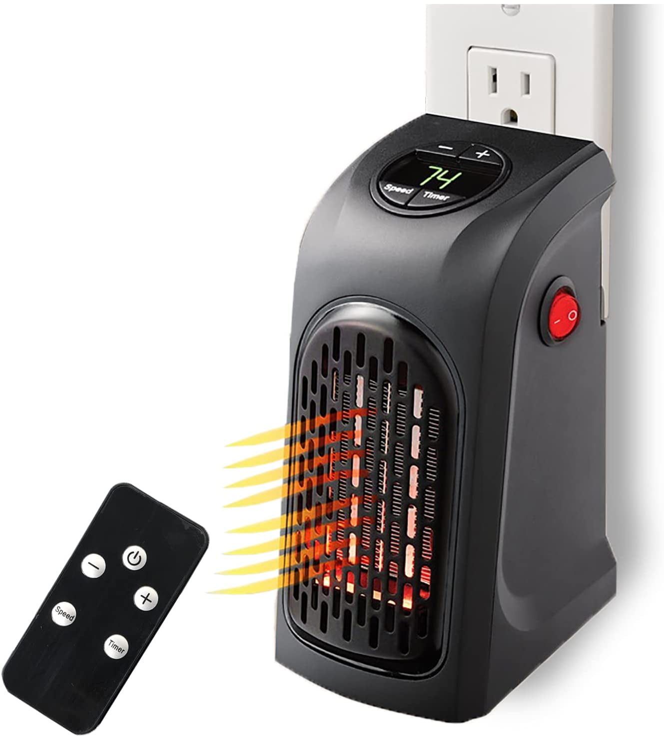 Programmable Space Heater with LED Display Screen & Fireplace Flame Effect Portable Wall Outlet Electric Heater with Adjustable Thermostat & Timer for Home Office Indoor Use 400 Watt ETL Listed