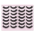 thumbnail image 1 of Pestañas postizas en tira, pestañas artificiales de extensión, rizo D, finas, hechas a mano, suaves y reutilizables, paquete de 14 pares, 1 of 8
