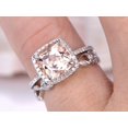 thumbnail image 4 of HeartsAndYou 2ct Natural Peach Morganite Bridal Set Engagement Ring 100% 14k SOLID White Gold, 4 of 9