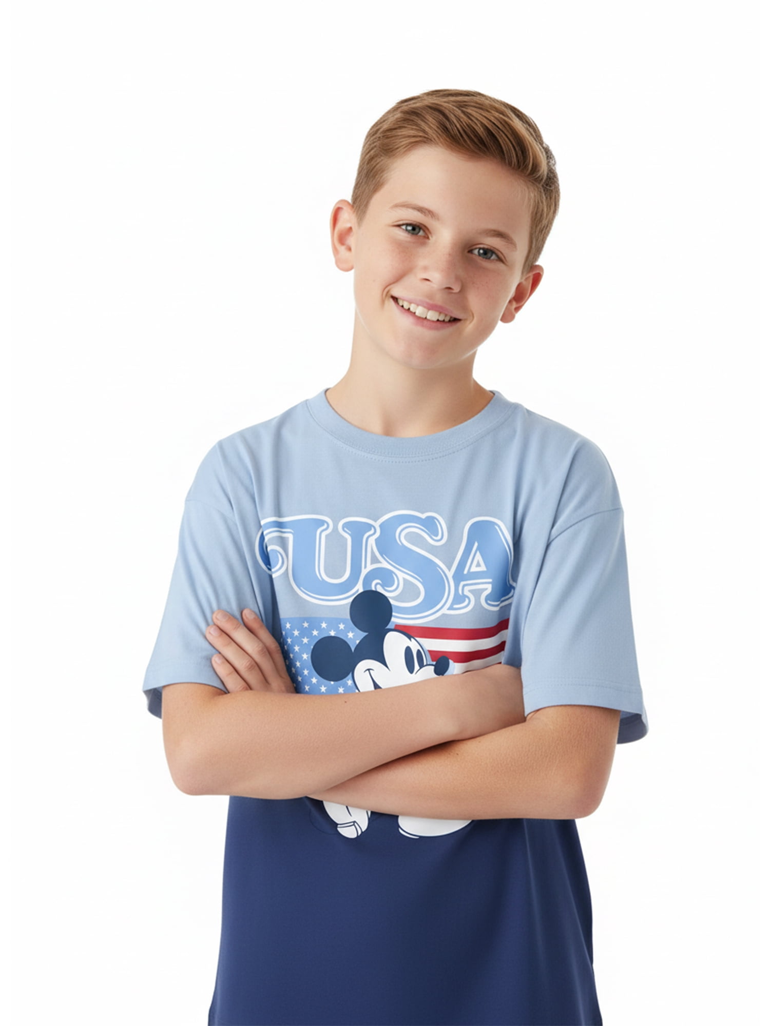 Disney Mickey Mouse Boys USA 76 Graphic Tee with Short Sleeves, Sizes 4-20