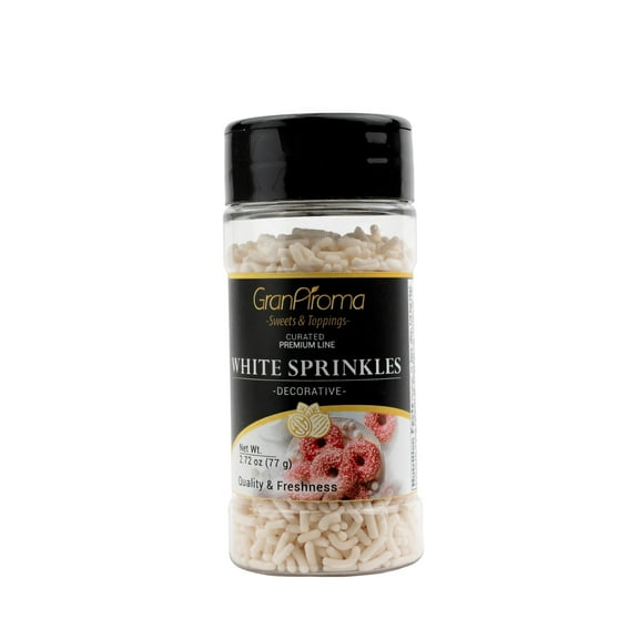 GranAroma White Soft Sprinkles, Delicious Decorative Topping, Festive and Fun Dessert Decorations White, 2.72 Ounce