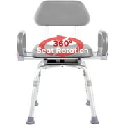Platinum Health Revolution Pivoting Swivel Seat Bath Shower Chair with Padded Back and Arms Gray