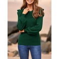 thumbnail image 2 of PRETTYGARDEN Women's Ruffle Long Sleeve Sweaters Crew Neck Lightweight Sweater Fall Trendy Ribbed Knit Pullover Tops, 2 of 9