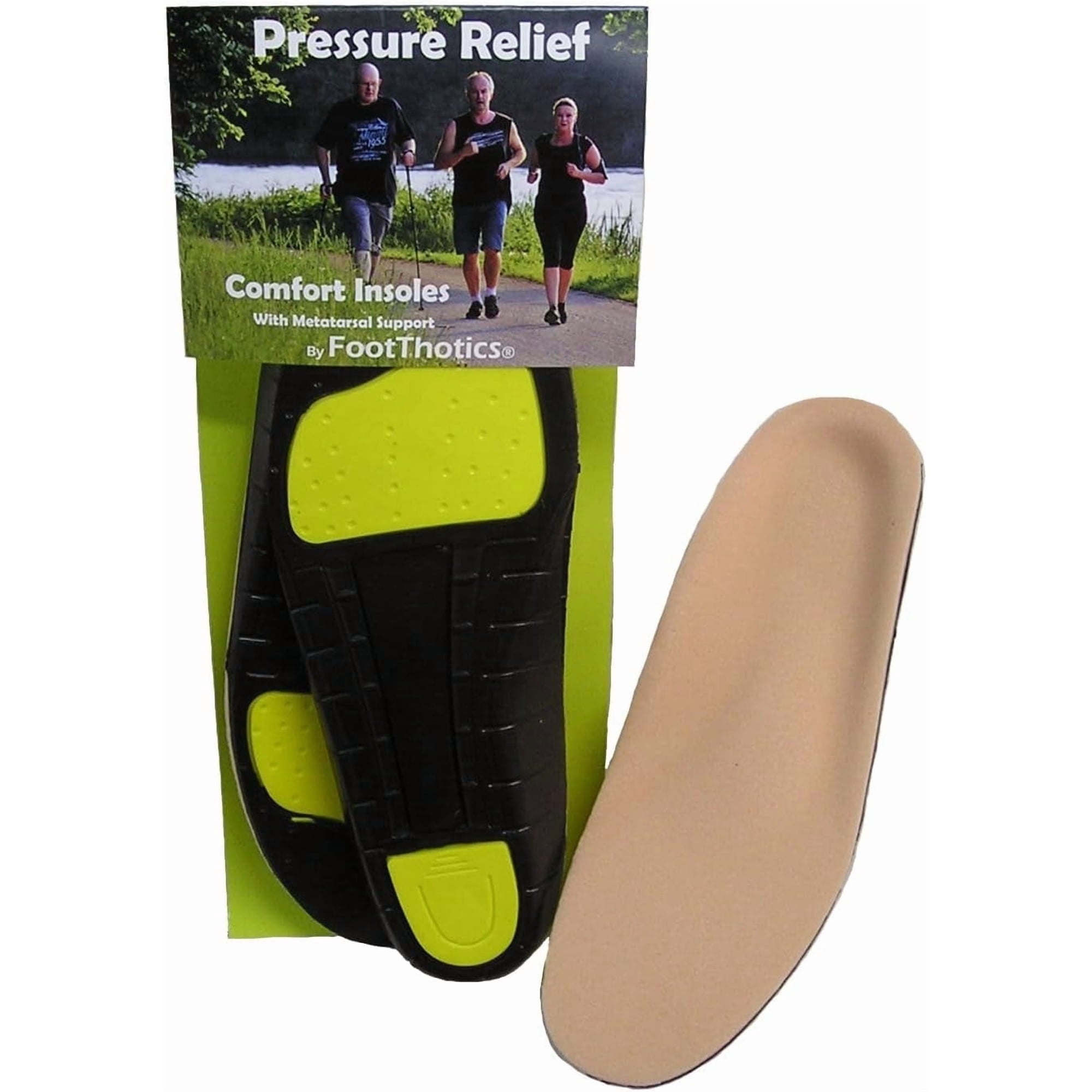 FootThotics “Pressure Relief” Insoles! Foot Pain Relief Arch Support Orthotic for Aching, Swollen, Diabetic, Arthritic or Plantar Fasciitis Sore Feet! (# E/Men 11-12.5 / Women 13-15), Yellow