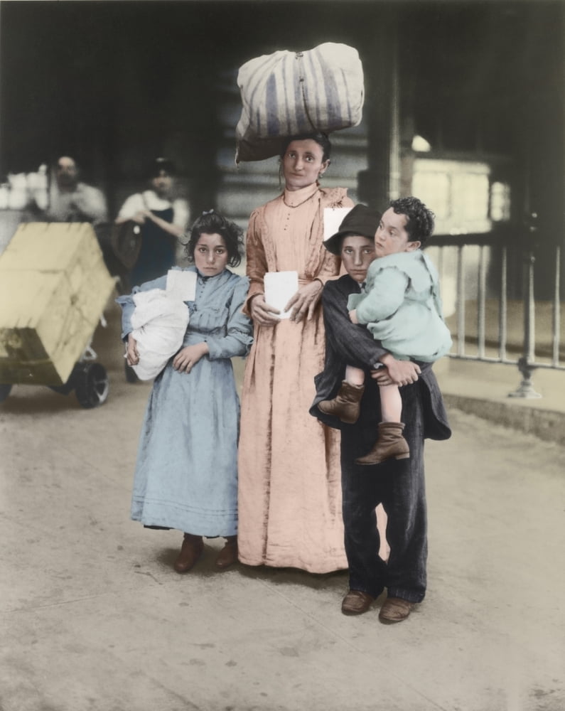 Italian Immigrant Family At Ellis Island History (24 x 36) - Walmart ...