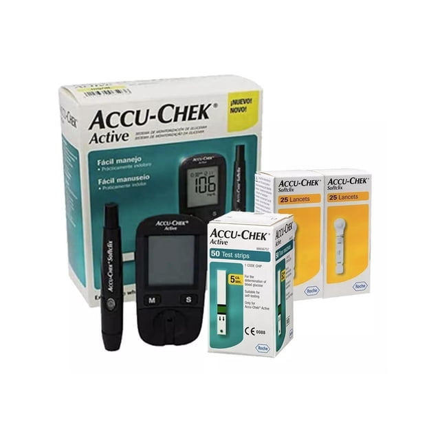 Glucómetro ACCU-CHEK Active 50 Tiras y 50 Lancetas Softclix Accu-Chek Active