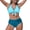 Blue, variant on Women High Waisted Bikini Set Tie Knot High Rise Two Piece Swimsuits Bathing Suits Brown M