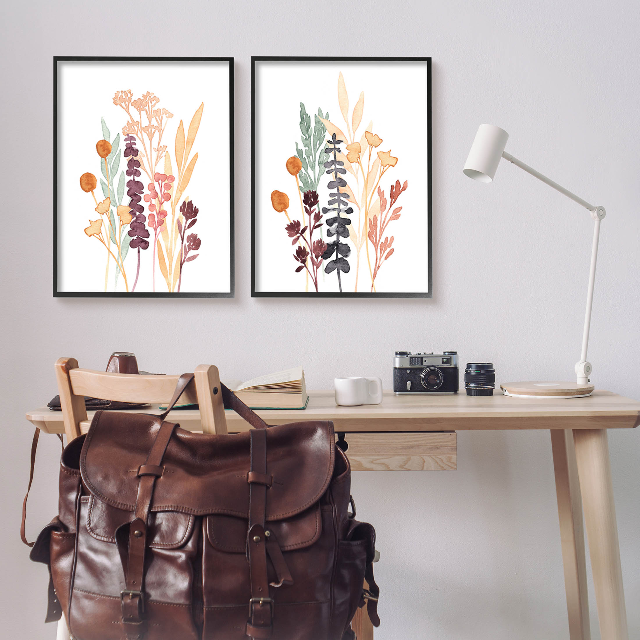 Stupell Industries Woodland Botanical Herb Sprigs Graphic Art Black Framed Art Print Wall Art, Set of 2, Design by Annie Warren