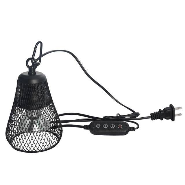 CSChome Reptile Heat Lamp Holder Flexible Clip Reptile Heat Lamp Shade Adjustable Brightness Temperature Timer Pet Heater Guard Chicken Lizard