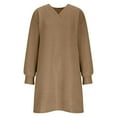 thumbnail image 5 of AUNVITO Women's Solid Casual Long Sleeve V-Neck Dress with Side Pockets, 5 of 9