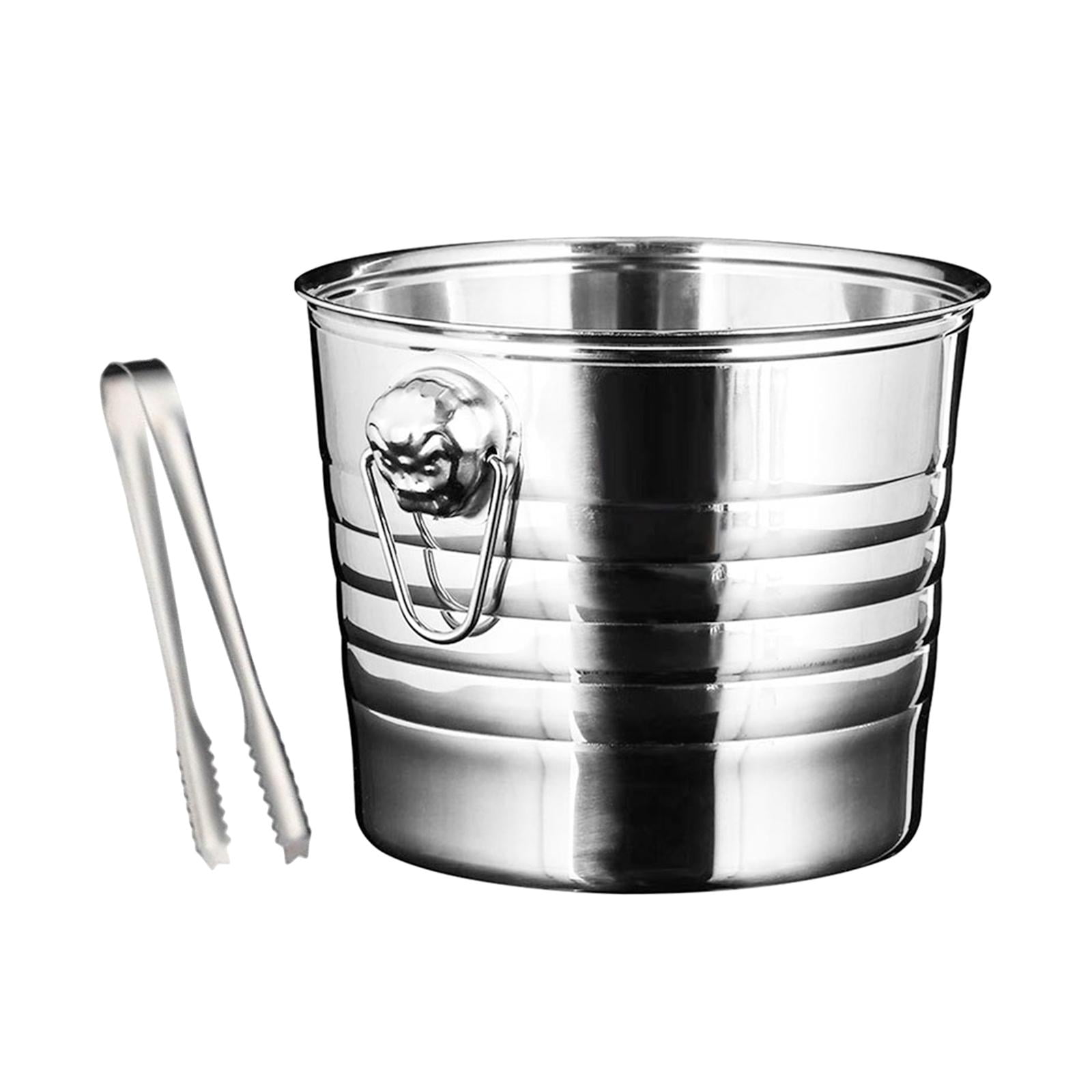 Stainless Steel Ice Bucket Ice with Clamp Comfortable Carry Handle Fashionable Appearance Durable Ice Cube Container for Dining Room 7L